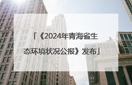 《2024年青海省生态环境状况公报》发布