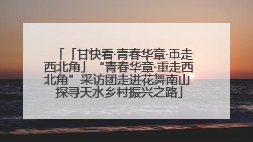 「甘快看·青春华章·重走西北角」“青春华章·重走西北角”采访团走进花舞南山 探寻天水乡村振兴之路