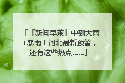「新闻早茶」中到大雨+暴雨！河北最新预警，还有这些热点……