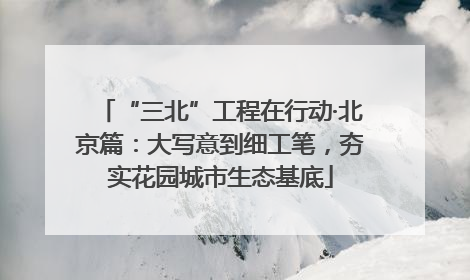 “三北”工程在行动·北京篇：大写意到细工笔，夯实花园城市生态基底