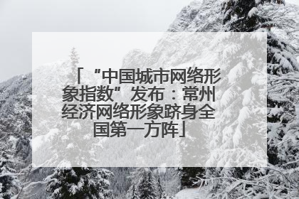“中国城市网络形象指数”发布：常州经济网络形象跻身全国第一方阵