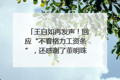 王自如再发声！回应“不看格力工资条”，还感谢了董明珠和雷军｜热财经