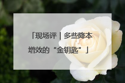 现场评｜多些降本增效的“金钥匙”