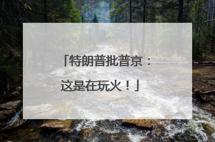特朗普批普京：这是在玩火！
