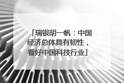 瑞银胡一帆：中国经济总体具有韧性，看好中国科技行业