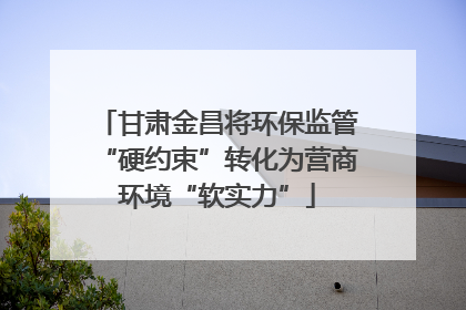 甘肃金昌将环保监管“硬约束”转化为营商环境“软实力”