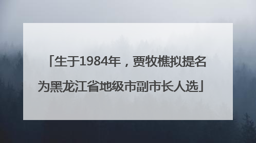 生于1984年，贾牧樵拟提名为黑龙江省地级市副市长人选