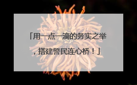 用一点一滴的务实之举，搭建警民连心桥！