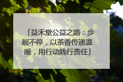 益禾堂公益之路：步履不停，以茶香传递温暖，用行动践行责任