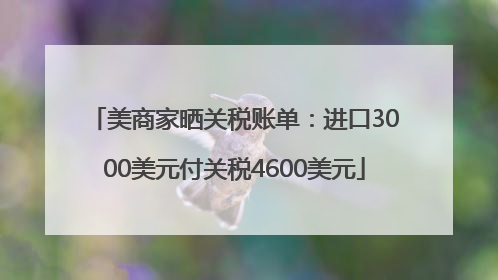 美商家晒关税账单：进口3000美元付关税4600美元