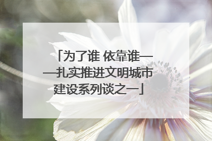 为了谁 依靠谁——扎实推进文明城市建设系列谈之一
