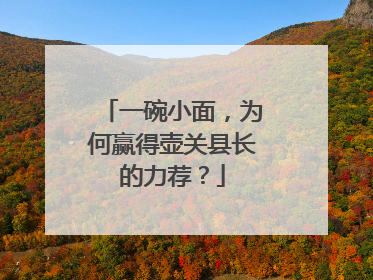 一碗小面，为何赢得壶关县长的力荐？