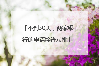 不到30天，两家银行的申请接连获批