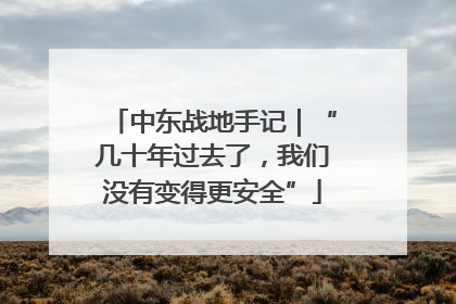 中东战地手记｜“几十年过去了，我们没有变得更安全”