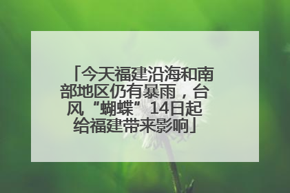 今天福建沿海和南部地区仍有暴雨，台风“蝴蝶”14日起给福建带来影响