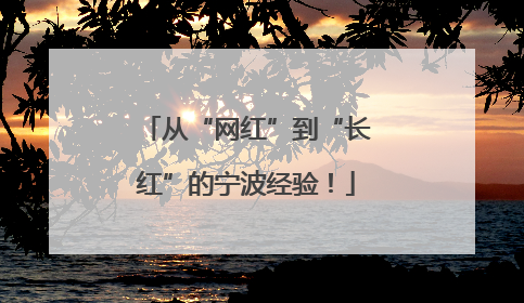 从“网红”到“长红”的宁波经验！