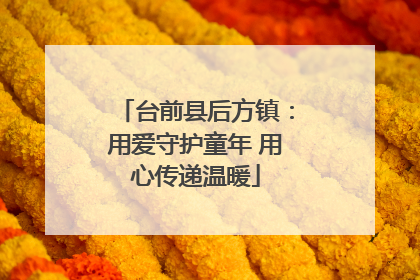 台前县后方镇：用爱守护童年 用心传递温暖