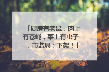 厨房有老鼠，肉上有苍蝇，菜上有虫子，市监局：下架！