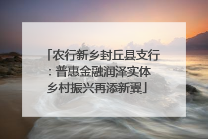 农行新乡封丘县支行：普惠金融润泽实体 乡村振兴再添新翼