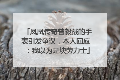 凤凰传奇曾毅戴的手表引发争议，本人回应：我以为是块劳力士