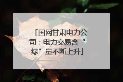 国网甘肃电力公司：电力交易含“绿”量不断上升