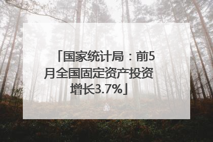国家统计局：前5月全国固定资产投资增长3.7%