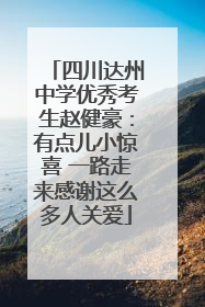 四川达州中学优秀考生赵健豪：有点儿小惊喜 一路走来感谢这么多人关爱