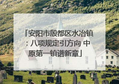 安阳市殷都区水冶镇：八项规定引方向 中原第一镇谱新章