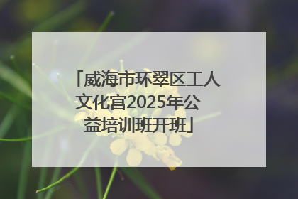 威海市环翠区工人文化宫2025年公益培训班开班