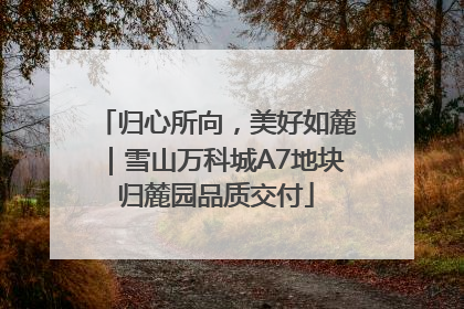 归心所向，美好如麓｜雪山万科城A7地块归麓园品质交付