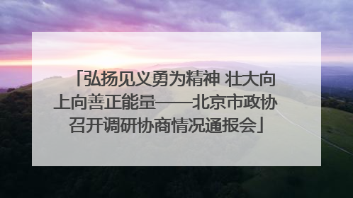 弘扬见义勇为精神 壮大向上向善正能量——北京市政协召开调研协商情况通报会