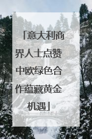 意大利商界人士点赞中欧绿色合作蕴藏黄金机遇