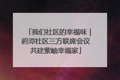我们社区的幸福味｜碧潭社区三方联席会议共建紫岫幸福家