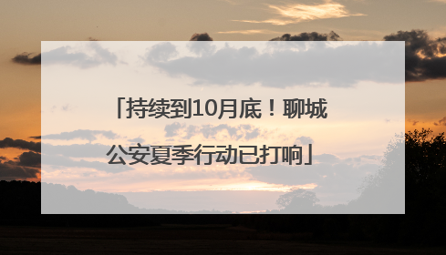 持续到10月底！聊城公安夏季行动已打响