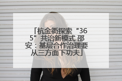 杭金衢探索“365”共治新模式 邵安：基层合作治理要从三方面下功夫