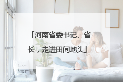 河南省委书记、省长，走进田间地头