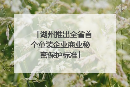 湖州推出全省首个童装企业商业秘密保护标准