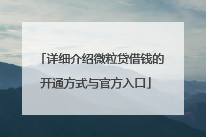 详细介绍微粒贷借钱的开通方式与官方入口
