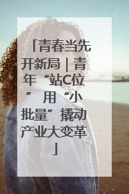 青春当先开新局｜青年“站C位” 用“小批量”撬动产业大变革
