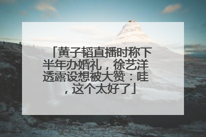 黄子韬直播时称下半年办婚礼，徐艺洋透露设想被大赞：哇，这个太好了